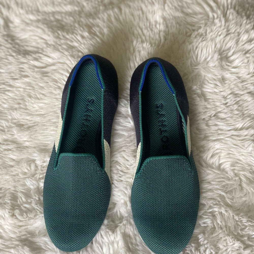 Rothy's Blue and White Color Block Loafers Size 7